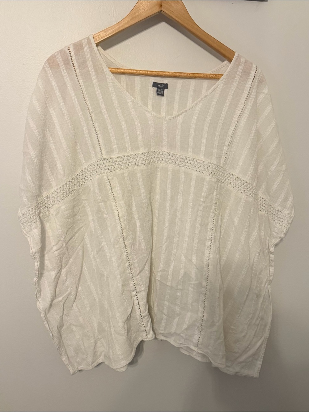 Aerie Women’s Cream Boho Stripe Crochet Detail Blouse XS/S